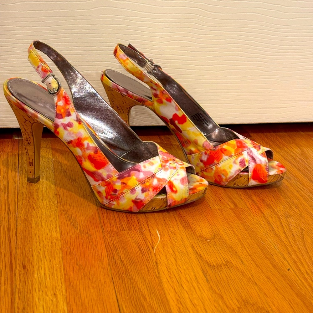 Alfani Watercolor Cork Heels EXCELLENT CONDITION